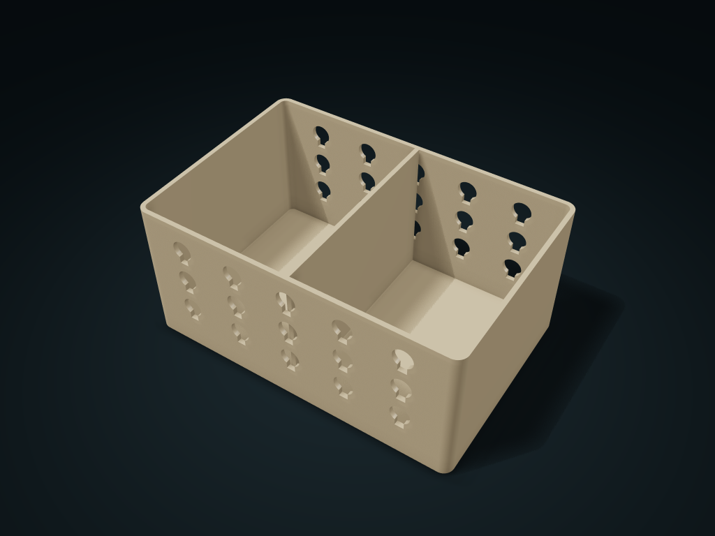 Keyhole Window Desk Basket model preview, default size 180 × 120 × 82 mm, 1 part