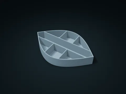 Leaf Vein Long & Short Item Box model preview, default size 210 × 135 × 32 mm, 1 part