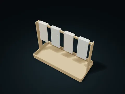 Lift-Card Earring Holder model preview, default size 220 × 100 × 150 mm, 5 parts