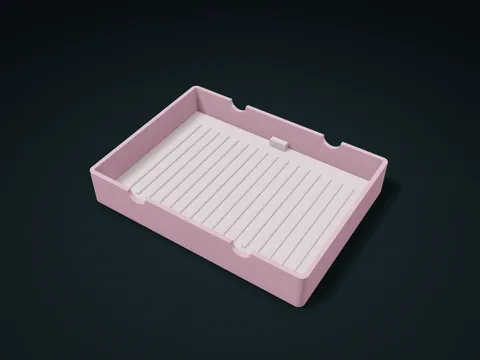 Lift-Mat Textured Brush Shallow Box model preview, default size 150 × 110 × 25 mm, 2 parts
