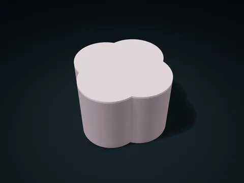 Four-Lobe Lift-Lid Canister model preview, default size 136 × 136 × 88 mm, 2 parts