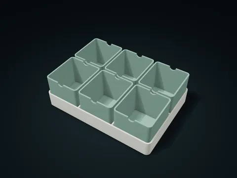 Modular Inner Box Storage Tray model preview, default size 210 × 150 × 65 mm, 7 parts