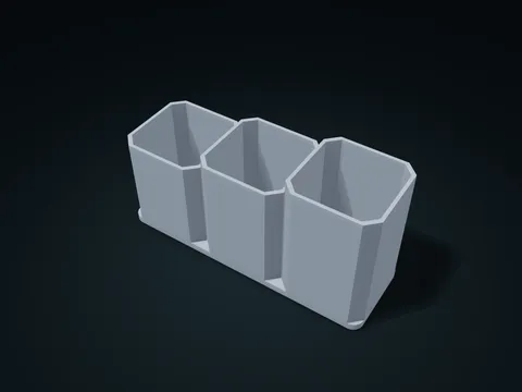 Octagonal Tiered Brush Cups model preview, default size 218 × 72 × 110 mm, 1 part