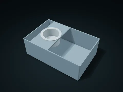 Offset Lift-Out Cup Spare Parts Box model preview, default size 190 × 125 × 65 mm, 2 parts