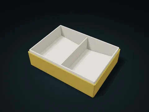 Twin-Slope Gathering Lift-Out Box model preview, default size 180 × 130 × 48 mm, 2 parts