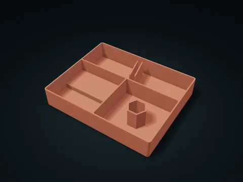 Papercraft Accessory Tray model preview, default size 226 × 184 × 40 mm, 1 part