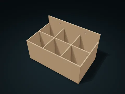 Twin-Hole Fixed Divided Box model preview, default size 160 × 100 × 90 mm, 1 part