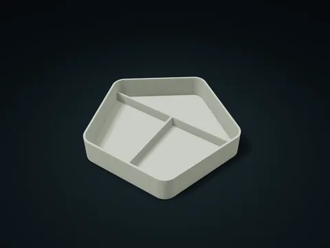 Pentagon Long-Pocket Valet Tray model preview, default size 200 × 192 × 35 mm, 1 part
