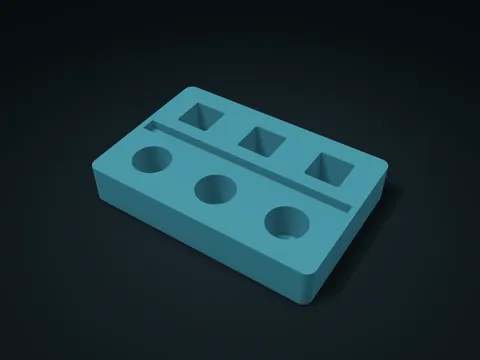 Square & Round Bottle Base Locating Tray model preview, default size 185 × 125 × 32 mm, 1 part