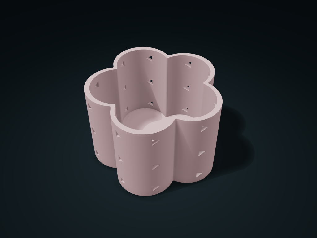 Petal Triangle Window Basket model preview, default size 140 × 143.9 × 95 mm, 1 part