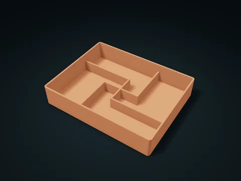 Pinwheel Folded Arm Compartment Tray model preview, default size 180 × 140 × 34 mm, 1 part