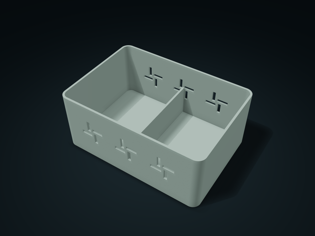 Pinwheel Window Desk Bin model preview, default size 180 × 126 × 76 mm, 1 part