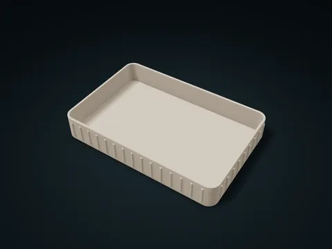 Rounded Reed Valet Tray model preview, default size 210 × 140 × 32 mm, 1 part