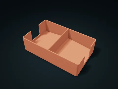 Two-Way Sloped Floor Sachet Box model preview, default size 190 × 115 × 50 mm, 1 part