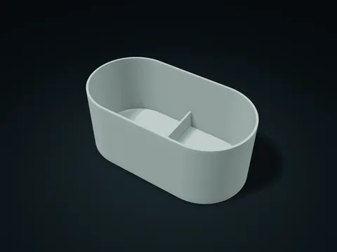 Saddle Rim Capsule Bin model preview, default size 220 × 116 × 92 mm, 1 part