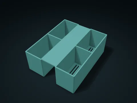 Sink-Spanning Two-Side Compartment Box model preview, default size 122.8 × 150 × 55 mm, 1 part