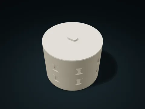 Sandglass Compartment Lift-Off Canister model preview, default size 140 × 140 × 110 mm, 2 parts