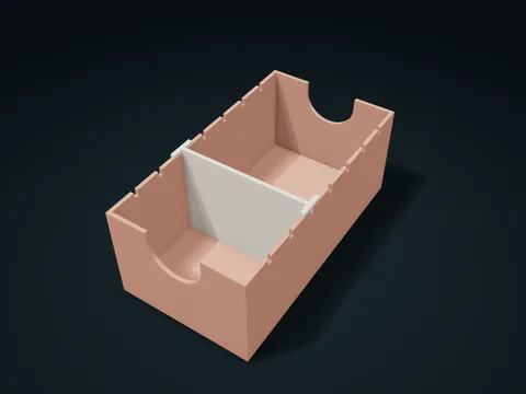 Sliding Stop Draw & Discard Card Shoe model preview, default size 86 × 160 × 65 mm, 2 parts