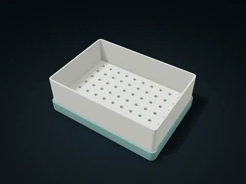 Two-Level Draining Box model preview, default size 180 × 130 × 60 mm, 2 parts