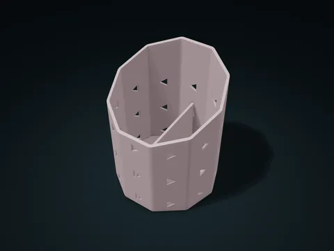 Slant Ten Facet Triangle Cup model preview, default size 120 × 114.9 × 145 mm, 1 part