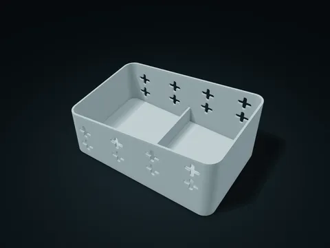Soft Cross Sloping Rim Sorting Bin model preview, default size 220 × 140 × 98 mm, 1 part