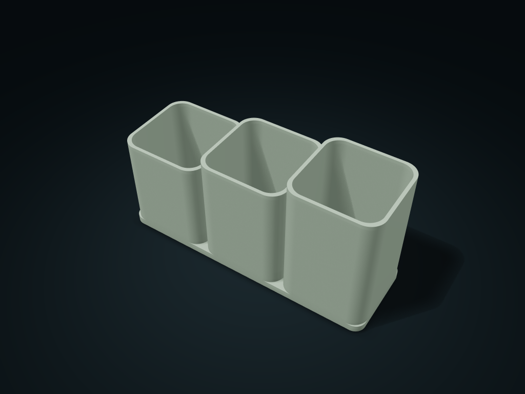 Soft-Square Tiered Brush Cups model preview, default size 218 × 72 × 110 mm, 1 part