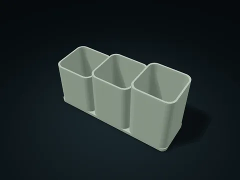Soft-Square Tiered Brush Cups model preview, default size 218 × 72 × 110 mm, 1 part