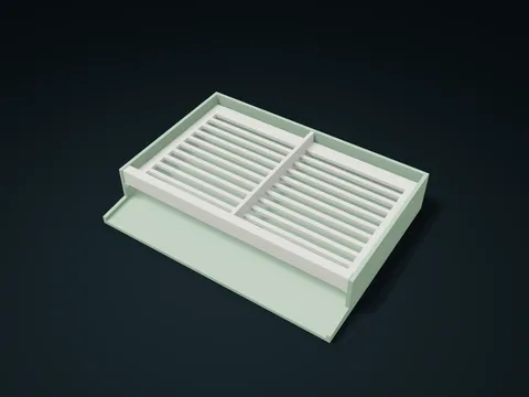 Waterfall Spout Draining Divided Box model preview, default size 160 × 120 × 29.4 mm, 2 parts