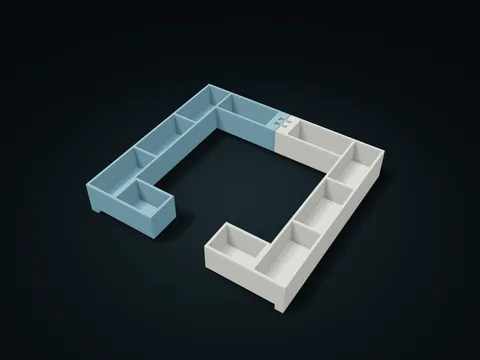 Twin-Plate See-Through Monitor Top Tray model preview, default size 260 × 240 × 42 mm, 4 parts
