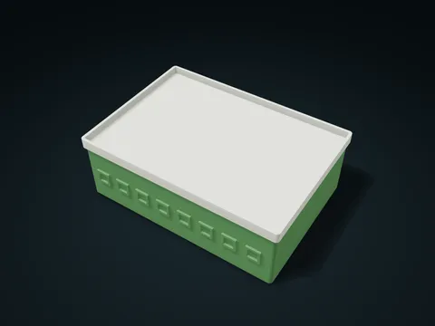 Square Fret Pattern Tray Lid Box model preview, default size 170 × 120 × 58 mm, 2 parts