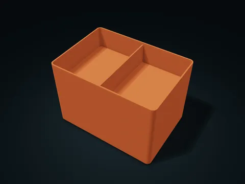 Stacking Divided Box model preview, default size 200 × 140 × 138 mm, 3 parts