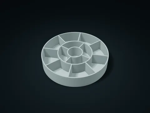 Vorschau von Kleinteileablage mit zwei versetzt unterteilten Ringen, Standardmaße 200 × 200 × 38 mm, Bauteile: 1