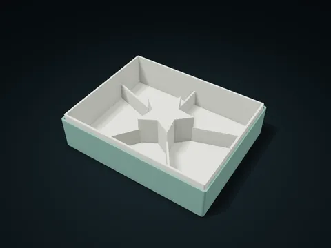 Star Core Perimeter Compartment Box model preview, default size 190 × 150 × 48 mm, 2 parts