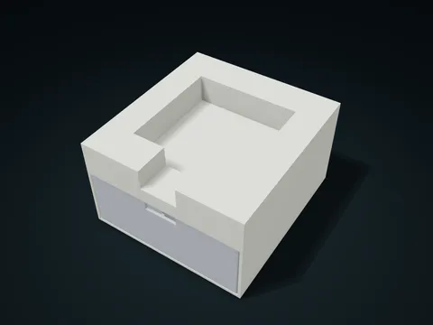 Sticky Note Holder with Mini Drawer model preview, default size 140 × 150 × 85 mm, 2 parts