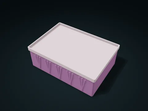 Radial Fan Relief Tray Lid Box model preview, default size 170 × 120 × 58 mm, 2 parts