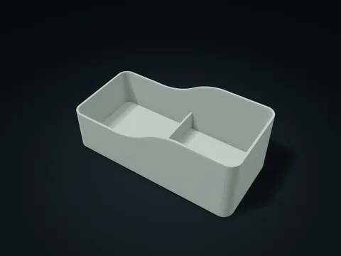 Curved Step Rim Counter Bin model preview, default size 230 × 110 × 88 mm, 1 part