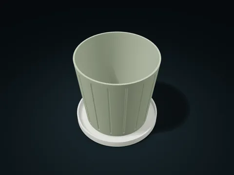 Tapered Fluted Planter with Saucer model preview, default size 150 × 150 × 140 mm, 2 parts