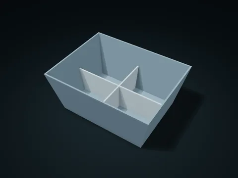 Tapered-Wall Nesting Sorting Box model preview, default size 180 × 140 × 80 mm, 2 parts