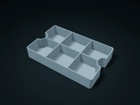 Double Concave Grip Edge Divided Box model preview, default size 210 × 135 × 36 mm, 1 part