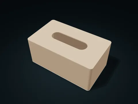 Tissue Cover Box model preview, default size 220 × 130 × 95 mm, 2 parts