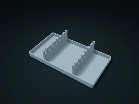 Twin-Bridge Tweezer Rest Tray model preview, default size 180 × 100 × 40 mm, 1 part