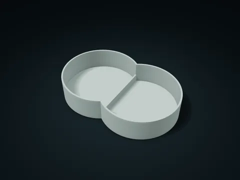 Twin Circle Valet Tray model preview, default size 220 × 140 × 42 mm, 1 part