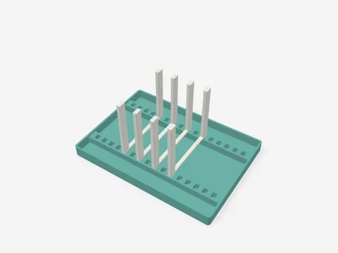 Movable Two-Leg Divider Lid Rack model preview, default size 240 × 170 × 110 mm, 5 parts