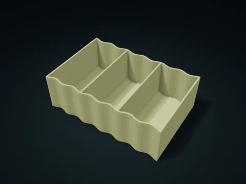 Wave Storage Box model preview, default size 200 × 130 × 65 mm, 1 part