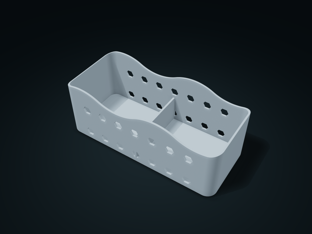 Wave Rim Hex Window Basket model preview, default size 230 × 100 × 86 mm, 1 part