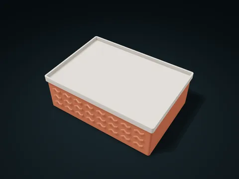 Short Wave Segmented Tray Lid Box model preview, default size 170 × 120 × 58 mm, 2 parts