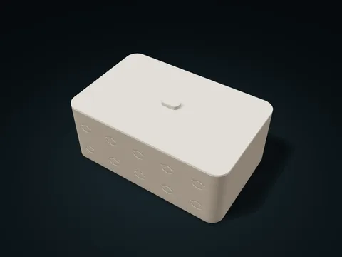 Crossbar Eye Lift-Off Box model preview, default size 215 × 138 × 90 mm, 2 parts