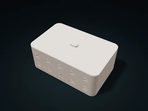 Z Ribbon Window Lift-Off Box model preview, default size 215 × 138 × 90 mm, 2 parts