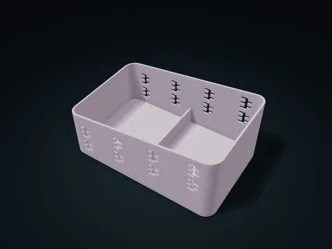 Zipper Tooth Sloping Rim Sorting Bin model preview, default size 220 × 140 × 98 mm, 1 part